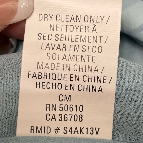 NWT Anne Klein Striped 100% Silk Flared Lined Career Skirt Blue and White Size 8 - Picture 11 of 12